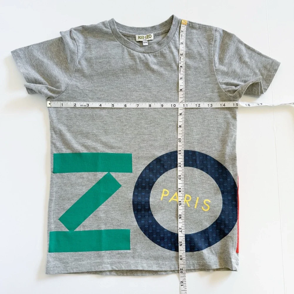 Kenzo Kids Logo Wraparound Graphic Tee Gray T-Shirt Youth Size 10 / 140 Unisex